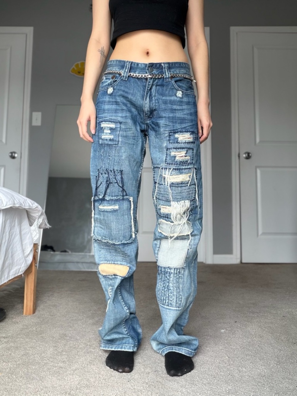 KINGZ 1 OF 1 Vintage Distressed Patchwork Denim